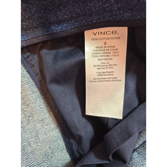 Vince Women denim midi skirt Cotton Fabric made in Italy Pockets Blue Size 8 New - Picture 6 of 13